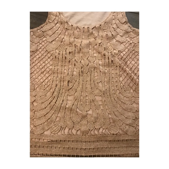 Express Rose Gold Metallic Crochet Tank Top - Picture 3 of 5